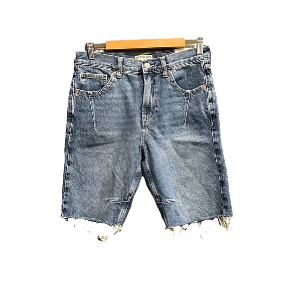We The Free Ghost Town High Rise Long Distressed Women's Denim Shorts Size 28 - Picture 1 of 6